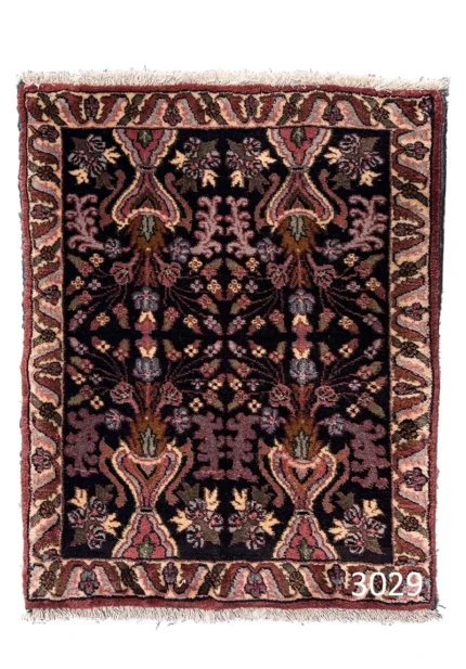 Bijar rugs with vase motif black field 3029