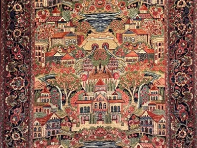 Persian carpet with a landscape design
